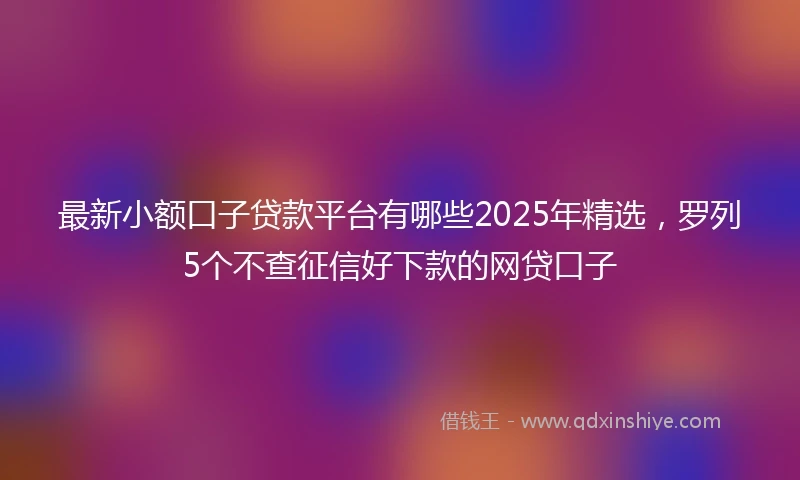 最新小额口子贷款平台有哪些2025年精选，罗列5个不查征信好下款的网贷口子