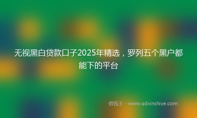 无视黑白贷款口子2025年精选，罗列五个黑户都能下的平台