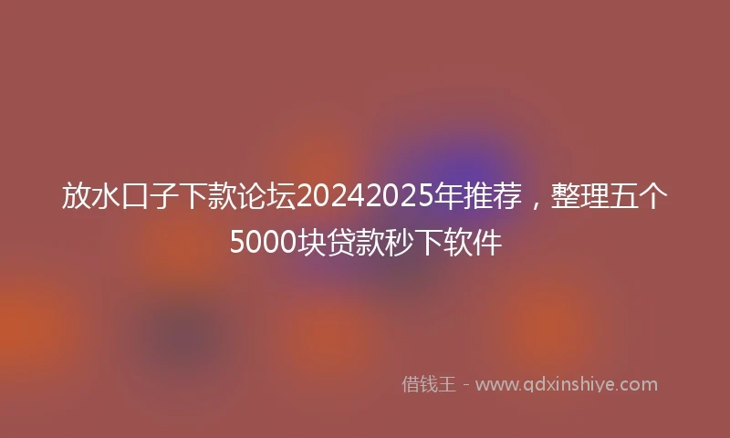 放水口子下款论坛20242025年推荐，整理五个5000块贷款秒下软件