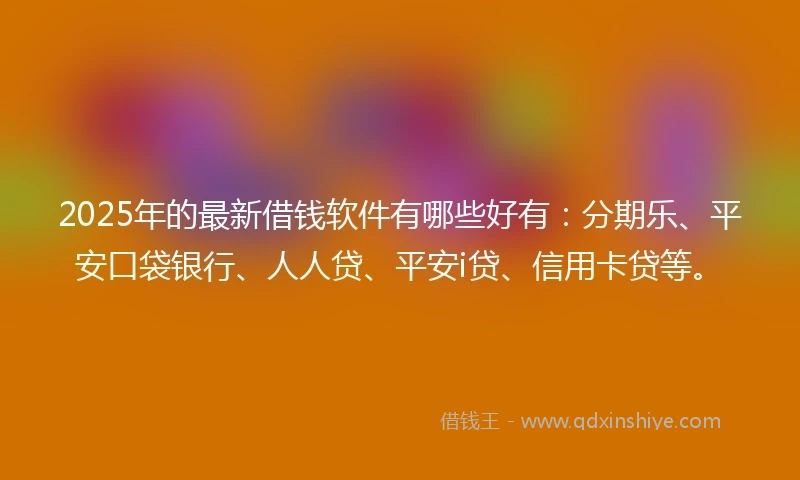 2025年的最新借钱软件有哪些好有：分期乐、平安口袋银行、人人贷、平安i贷、信用卡贷等。
