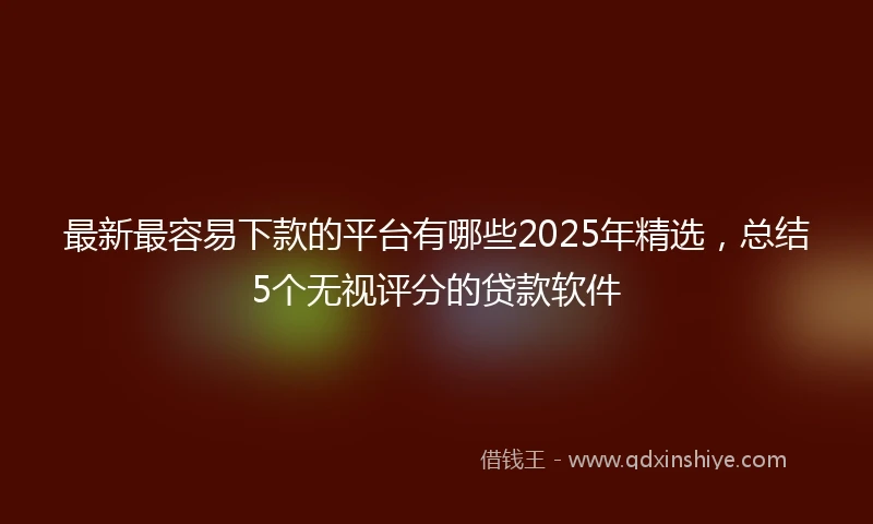 最新最容易下款的平台有哪些2025年精选,总结5个无视评分的贷款软件