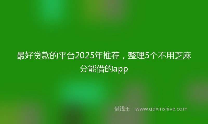 最好贷款的平台2025年推荐，整理5个不用芝麻分能借的app