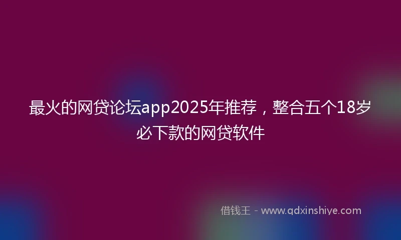 最火的网贷论坛app2025年推荐，整合五个18岁必下款的网贷软件