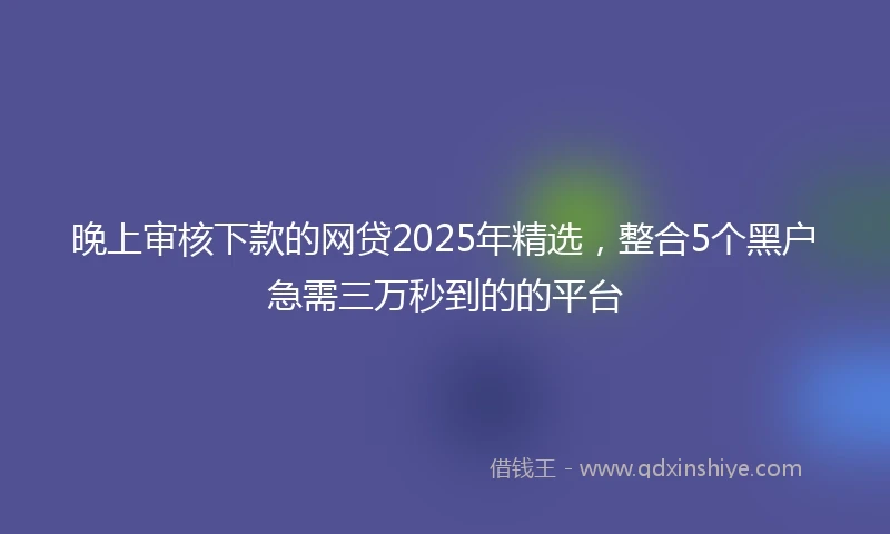 晚上审核下款的网贷2025年精选，整合5个黑户急需三万秒到的的平台