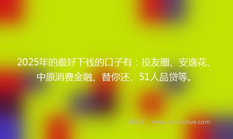 2025年的最好下钱的口子有：投友圈、安逸花、中原消费金融、替你还、51人品贷等。