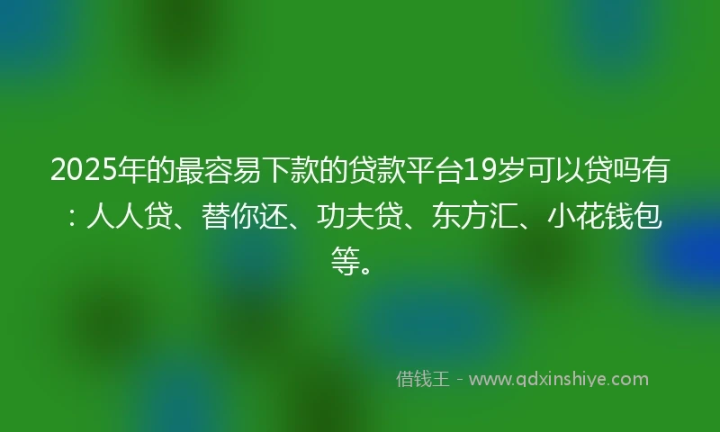 2025年的最容易下款的贷款平台19岁可以贷吗有：人人贷、替你还、功夫贷、东方汇、小花钱包等。