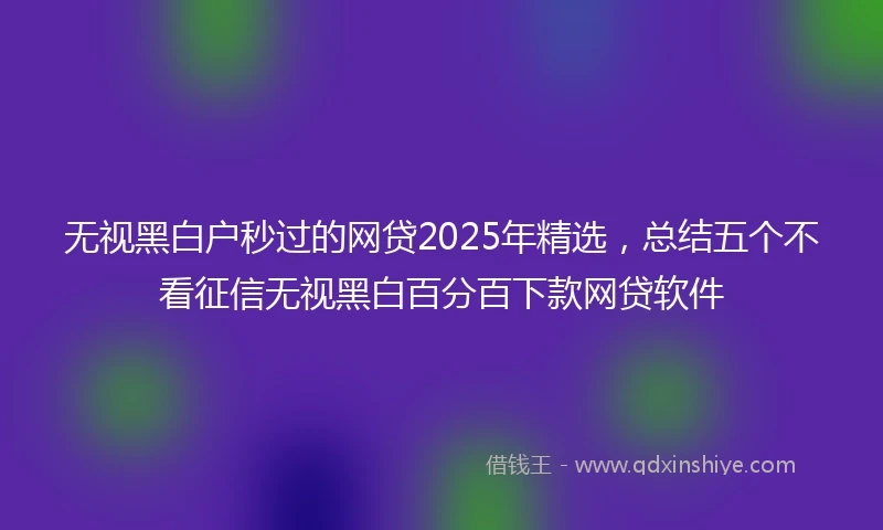无视黑白户秒过的网贷2025年精选，总结五个不看征信无视黑白百分百下款网贷软件