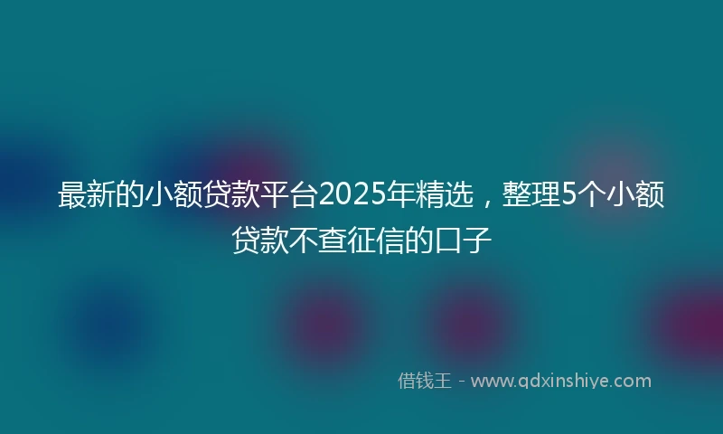 最新的小额贷款平台2025年精选，整理5个小额贷款不查征信的口子