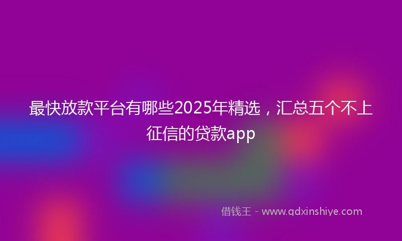 最快放款平台有哪些2025年精选，汇总五个不上征信的贷款app