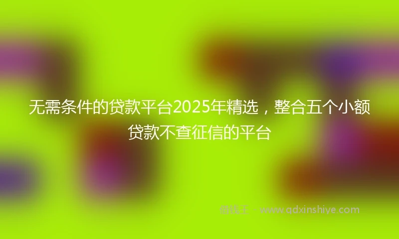 无需条件的贷款平台2025年精选，整合五个小额贷款不查征信的平台