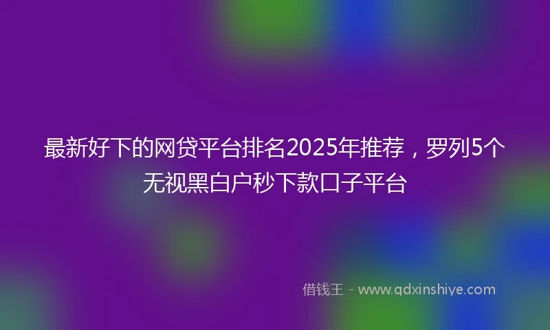 最新好下的网贷平台排名2025年推荐，罗列5个无视黑白户秒下款口子平台