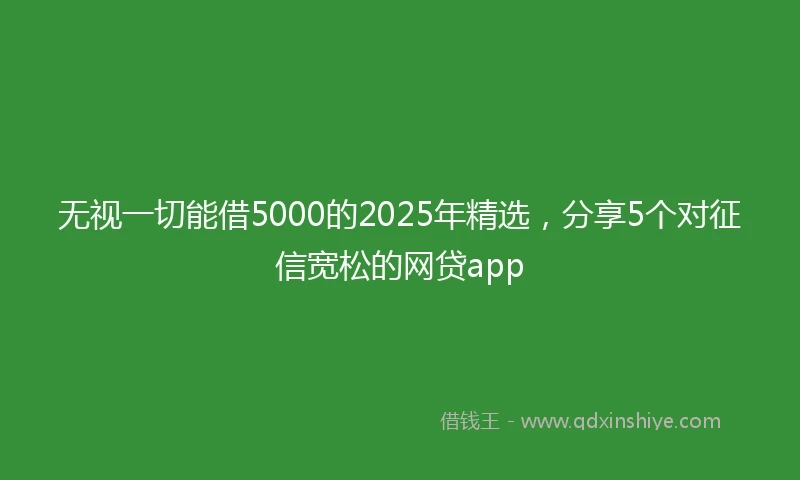 无视一切能借5000的2025年精选，分享5个对征信宽松的网贷app