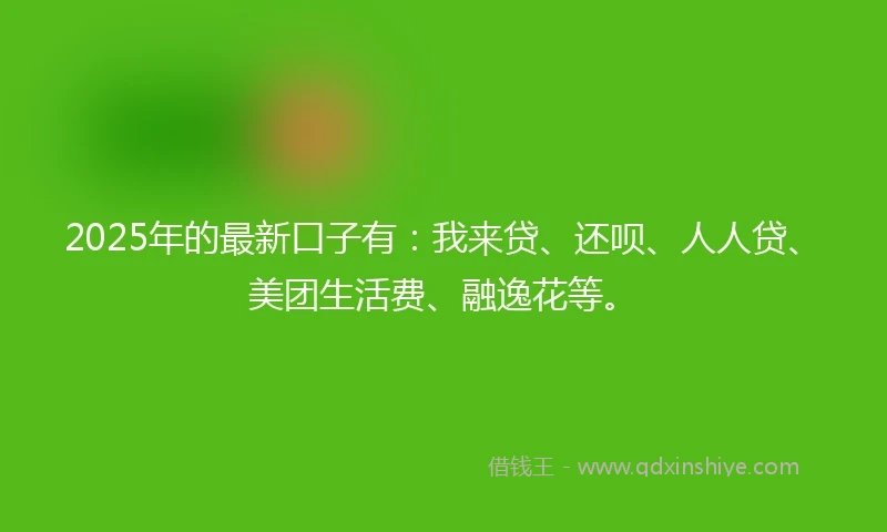 2025年的最新口子有:我来贷、还呗、人人贷、美团生活费、融逸花等。
