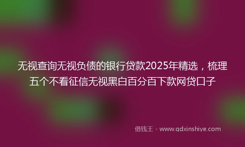 无视查询无视负债的银行贷款2025年精选，梳理五个不看征信无视黑白百分百下款网贷口子