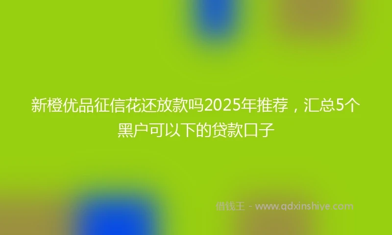 新橙优品征信花还放款吗2025年推荐,汇总5个黑户可以下的贷款口子
