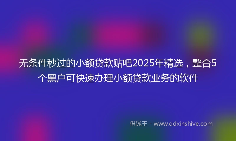 无条件秒过的小额贷款贴吧2025年精选，整合5个黑户可快速办理小额贷款业务的软件