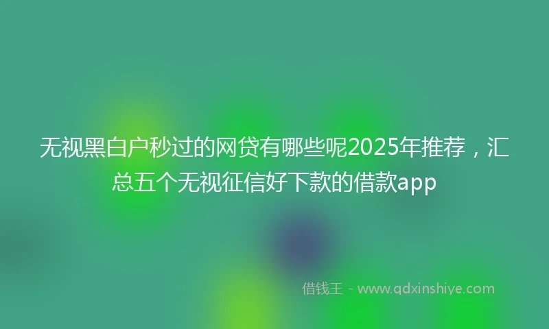 无视黑白户秒过的网贷有哪些呢2025年推荐，汇总五个无视征信好下款的借款app