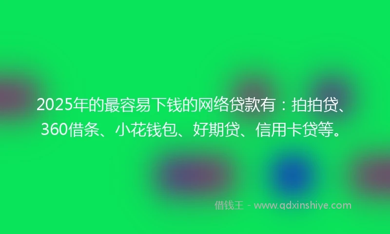 2025年的最容易下钱的网络贷款有：拍拍贷、360借条、小花钱包、好期贷、信用卡贷等。