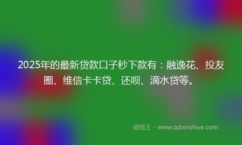 2025年的最新贷款口子秒下款有：融逸花、投友圈、维信卡卡贷、还呗、滴水贷等。