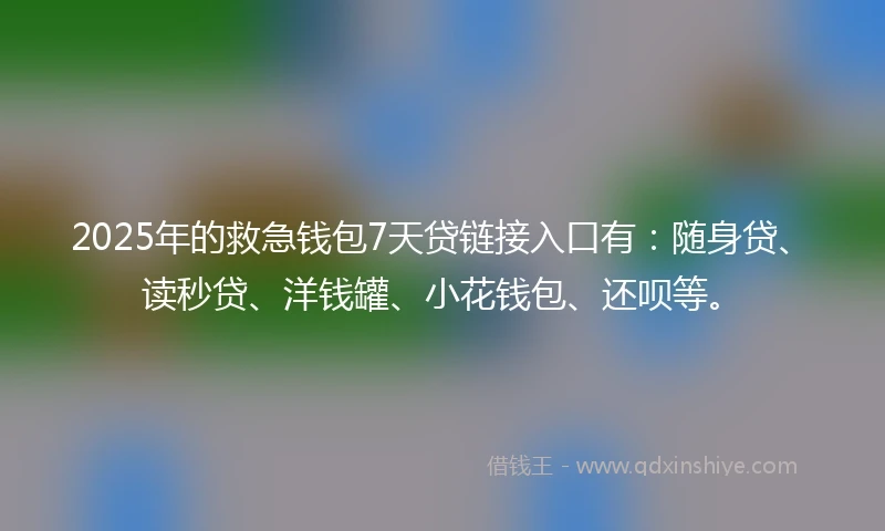2025年的救急钱包7天贷链接入口有：随身贷、读秒贷、洋钱罐、小花钱包、还呗等。