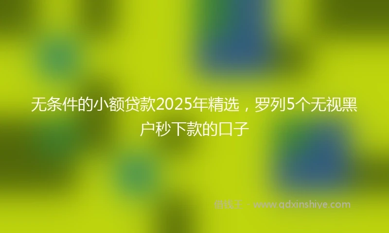 无条件的小额贷款2025年精选，罗列5个无视黑户秒下款的口子