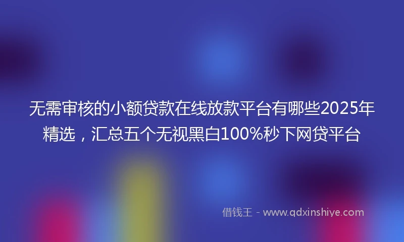 无需审核的小额贷款在线放款平台有哪些2025年精选，汇总五个无视黑白100%秒下网贷平台