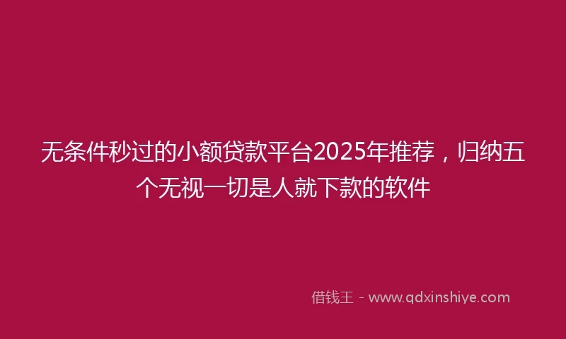 无条件秒过的小额贷款平台2025年推荐，归纳五个无视一切是人就下款的软件