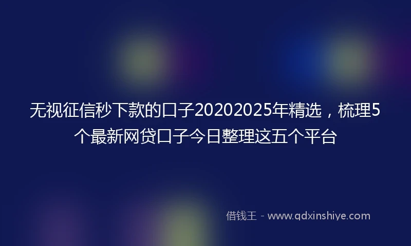 无视征信秒下款的口子20202025年精选，梳理5个最新网贷口子今日整理这五个平台