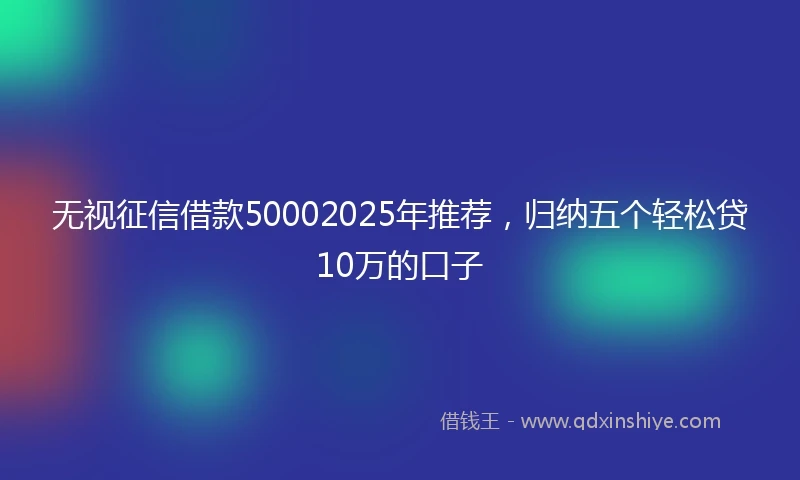 无视征信借款50002025年推荐，归纳五个轻松贷10万的口子