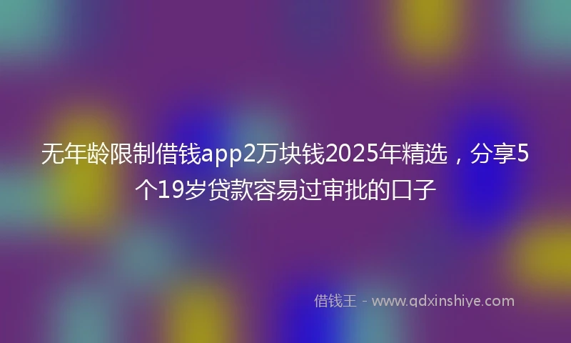 无年龄限制借钱app2万块钱2025年精选，分享5个19岁贷款容易过审批的口子