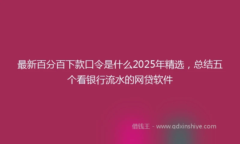 最新百分百下款口令是什么2025年精选，总结五个看银行流水的网贷软件