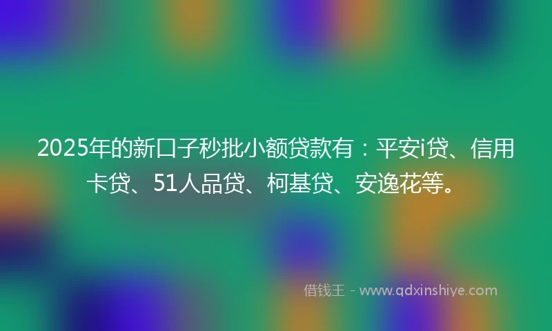 2025年的新口子秒批小额贷款有:平安i贷、信用卡贷、51人品贷、柯基贷、安逸花等。