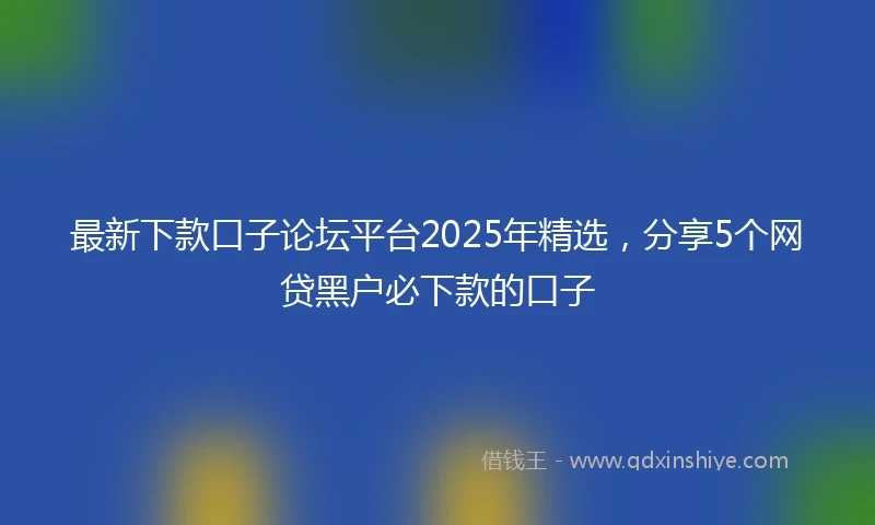 最新下款口子论坛平台2025年精选，分享5个网贷黑户必下款的口子