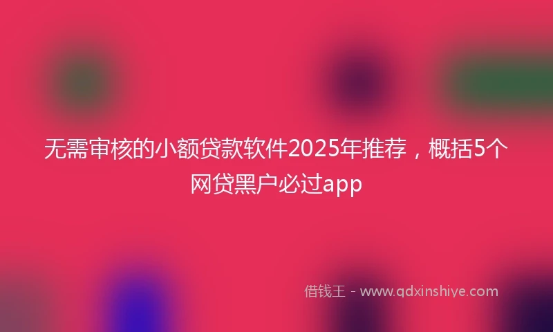 无需审核的小额贷款软件2025年推荐,概括5个网贷黑户必过app