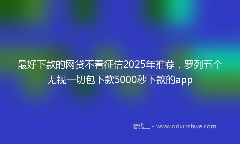 最好下款的网贷不看征信2025年推荐，罗列五个无视一切包下款5000秒下款的app