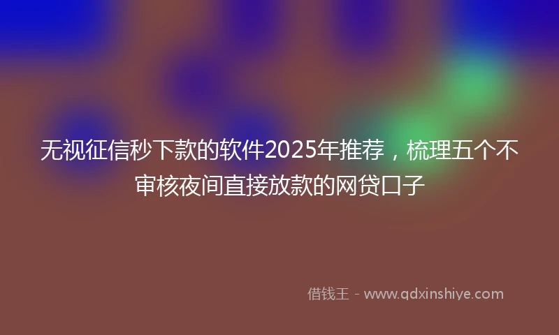 无视征信秒下款的软件2025年推荐，梳理五个不审核夜间直接放款的网贷口子