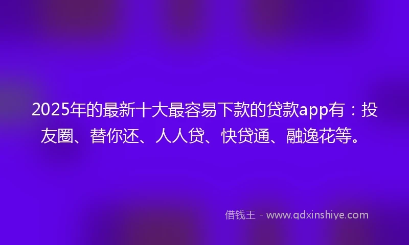 2025年的最新十大最容易下款的贷款app有：投友圈、替你还、人人贷、快贷通、融逸花等。