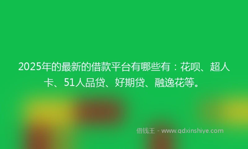 2025年的最新的借款平台有哪些有：花呗、超人卡、51人品贷、好期贷、融逸花等。