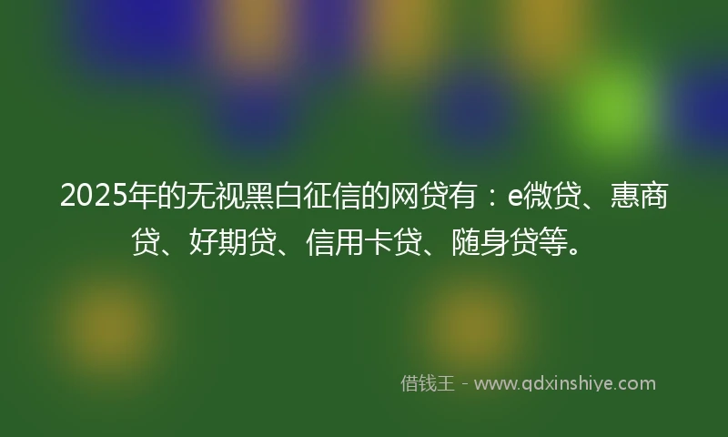 2025年的无视黑白征信的网贷有:e微贷、惠商贷、好期贷、信用卡贷、随身贷等。