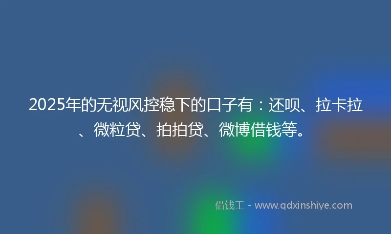 2025年的无视风控稳下的口子有：还呗、拉卡拉、微粒贷、拍拍贷、微博借钱等。