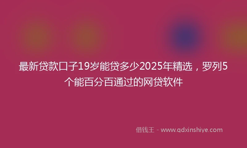 最新贷款口子19岁能贷多少2025年精选,罗列5个能百分百通过的网贷软件