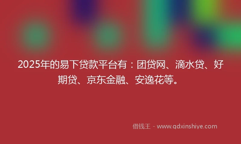2025年的易下贷款平台有：团贷网、滴水贷、好期贷、京东金融、安逸花等。