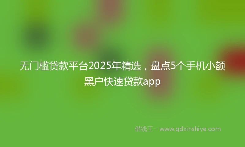 无门槛贷款平台2025年精选，盘点5个手机小额黑户快速贷款app