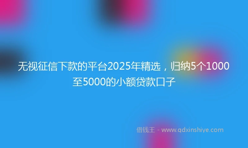 无视征信下款的平台2025年精选，归纳5个1000至5000的小额贷款口子