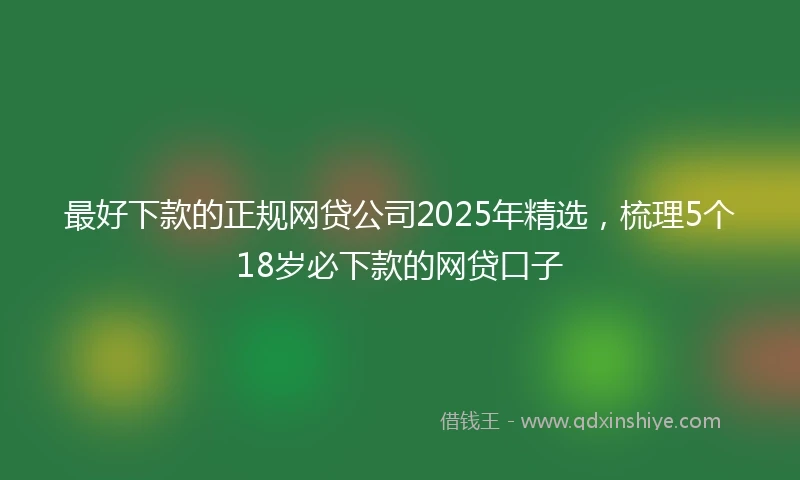 最好下款的正规网贷公司2025年精选，梳理5个18岁必下款的网贷口子