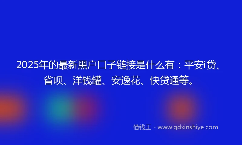2025年的最新黑户口子链接是什么有：平安i贷、省呗、洋钱罐、安逸花、快贷通等。