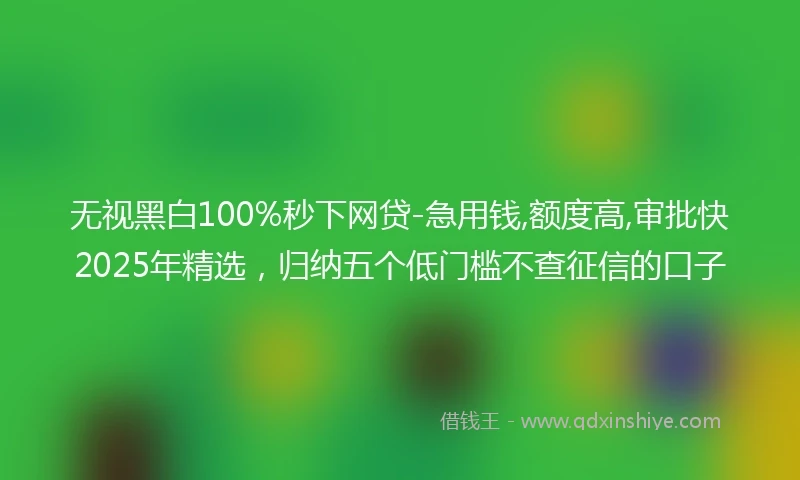 无视黑白100%秒下网贷-急用钱,额度高,审批快2025年精选,归纳五个低门槛不查征信的口子