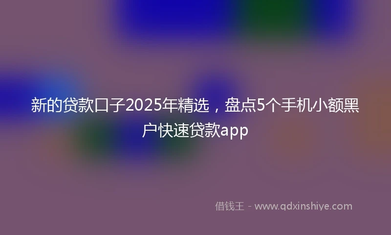 新的贷款口子2025年精选，盘点5个手机小额黑户快速贷款app