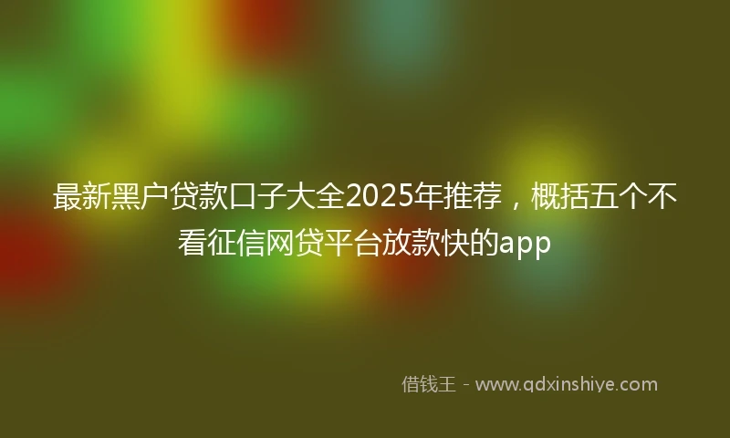最新黑户贷款口子大全2025年推荐,概括五个不看征信网贷平台放款快的app