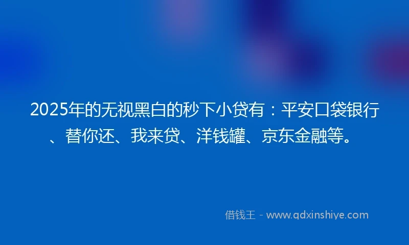 2025年的无视黑白的秒下小贷有:平安口袋银行、替你还、我来贷、洋钱罐、京东金融等。